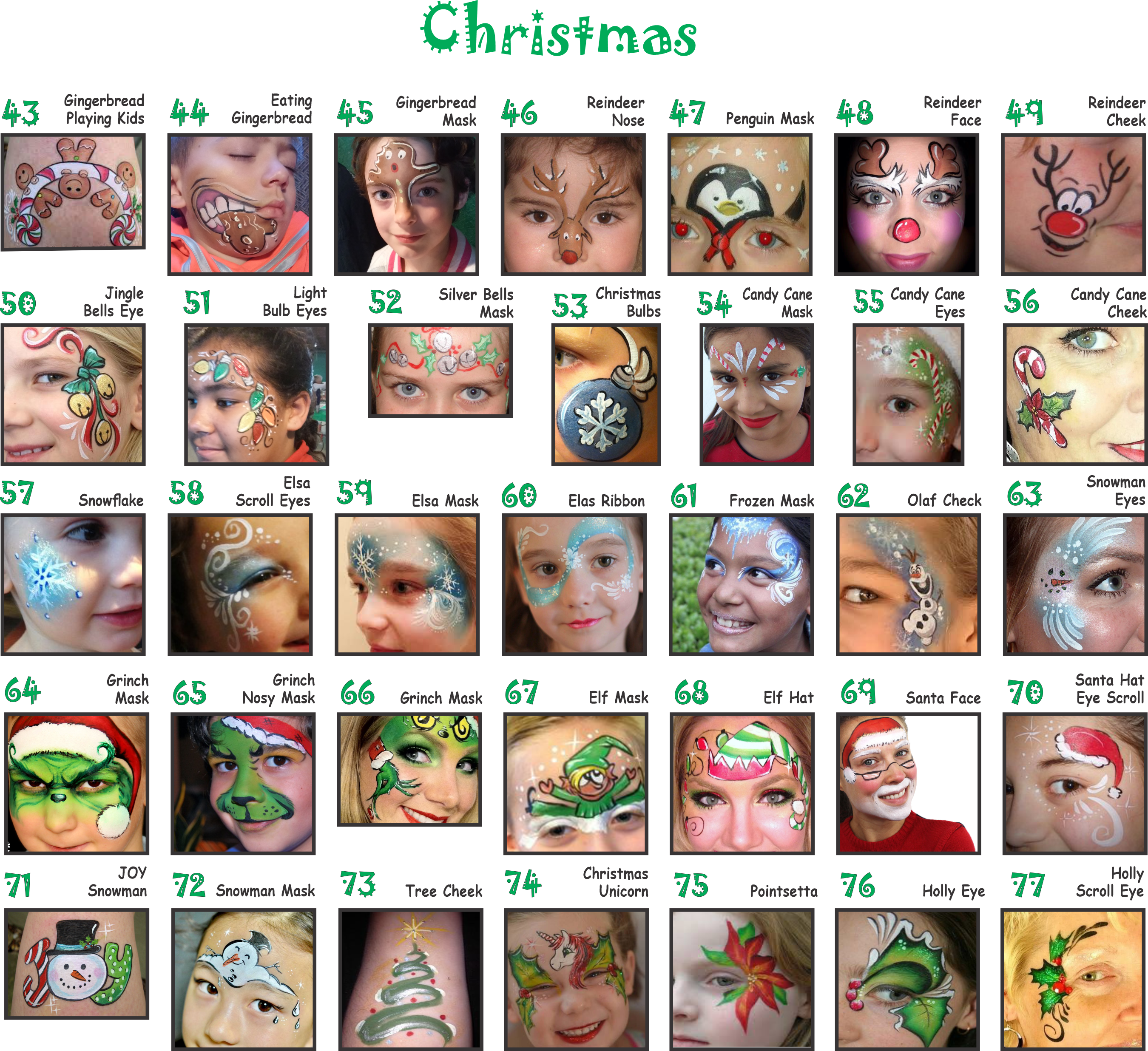 Christmas Face Painting Designs